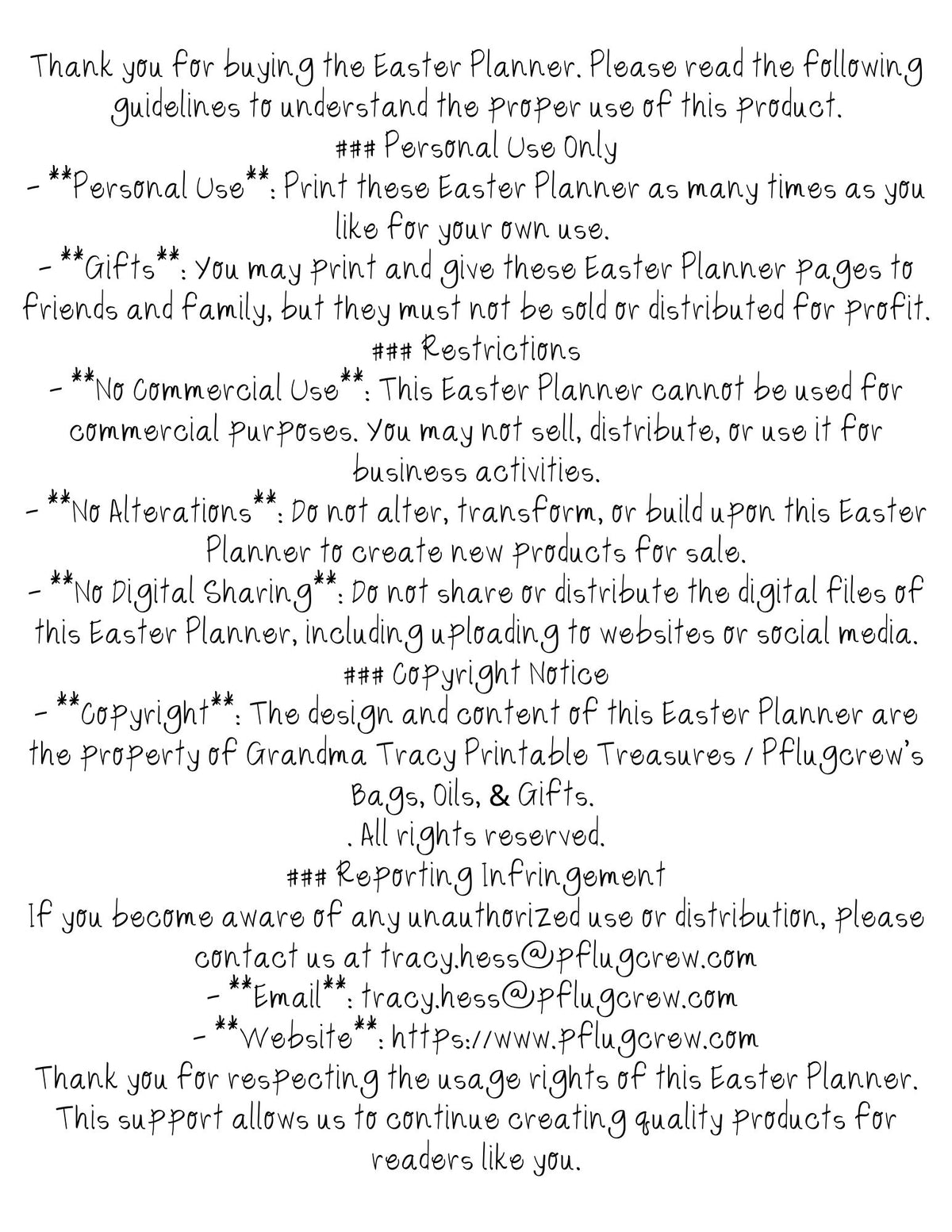 Easter Planner