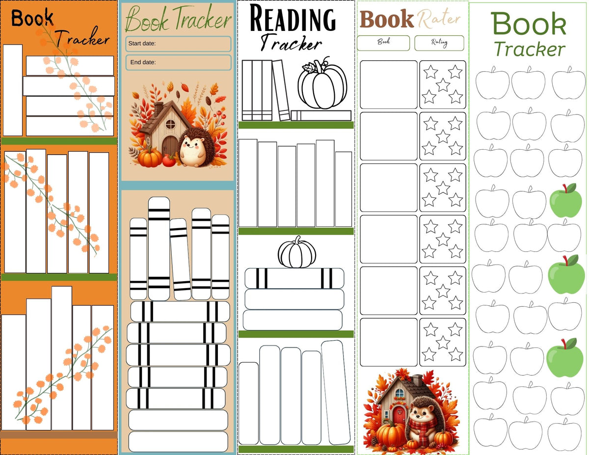 Hedgehog Fall Reading Tracker Bookmarks