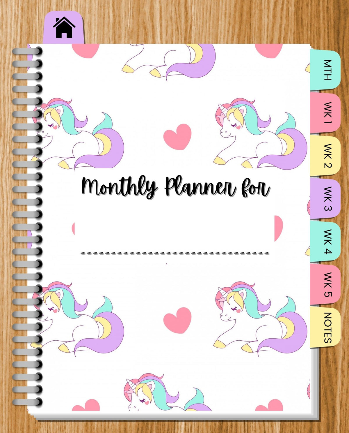 Undated Unicorn Monthly Digital Planner