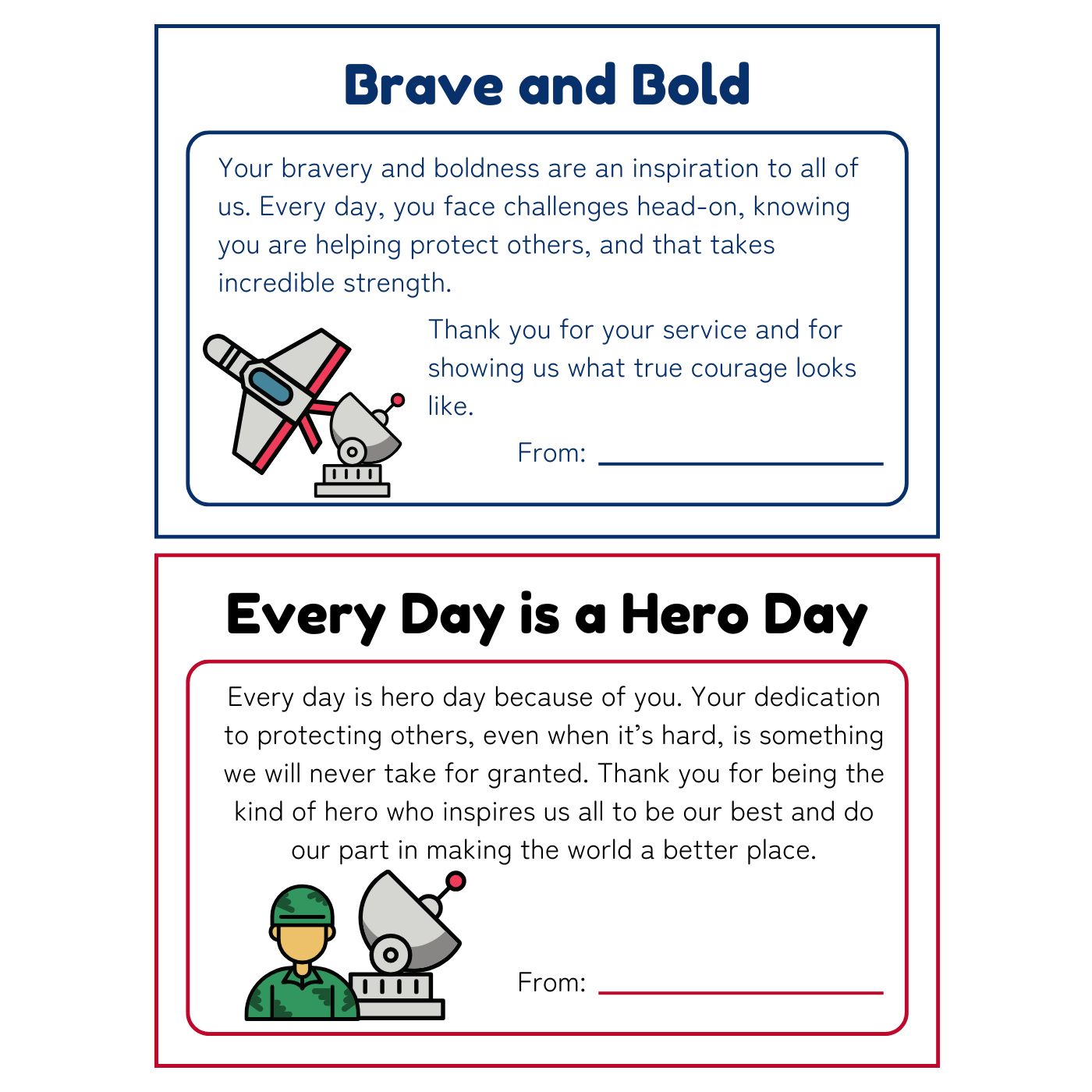 Military Appreciation Thank you Cards