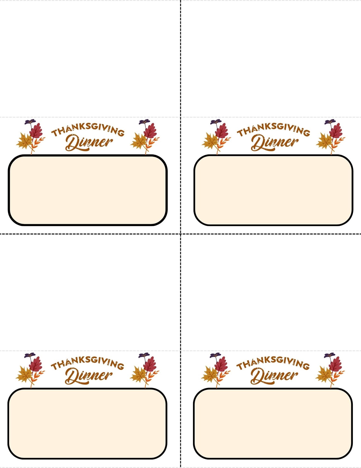 Thanksgiving Place Cards and Letter Stickers
