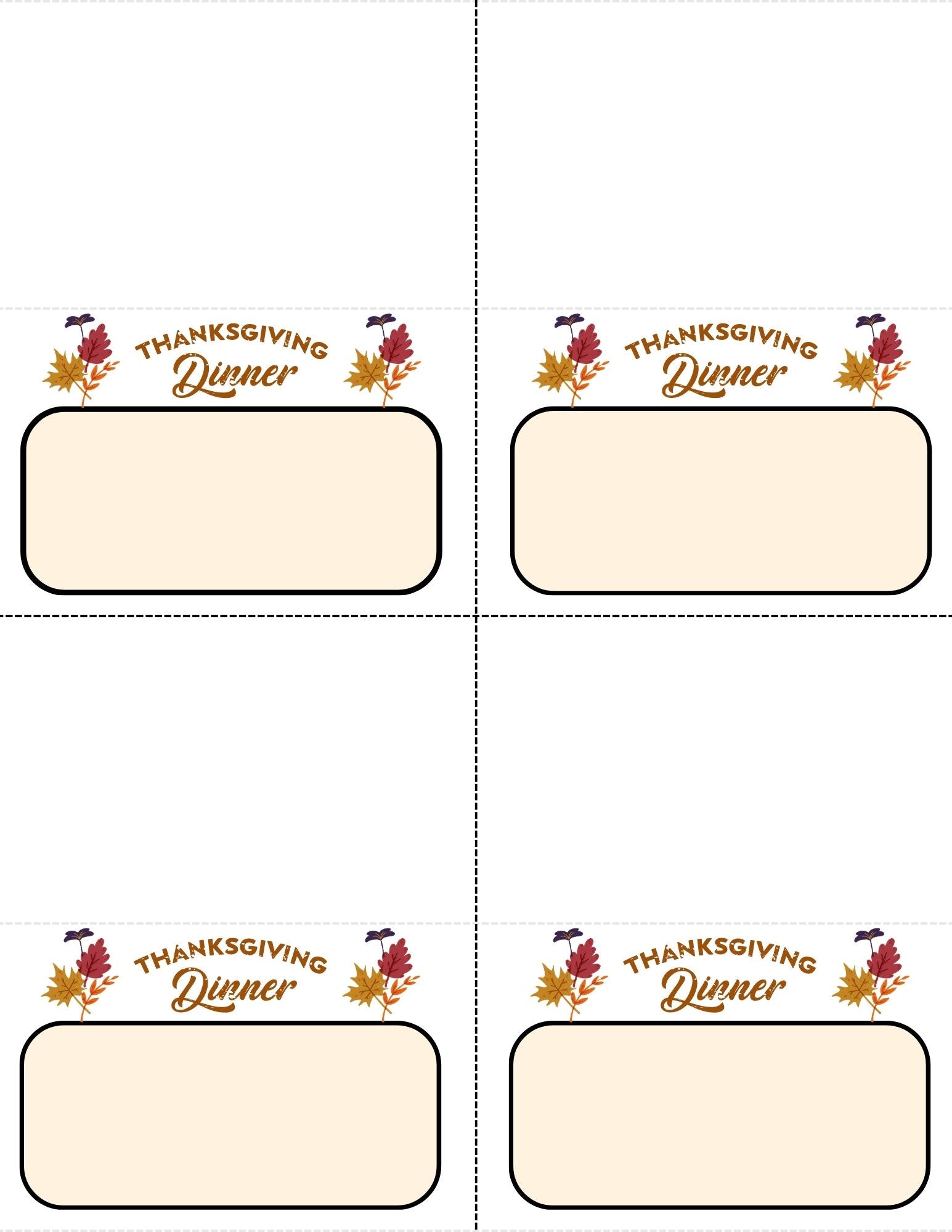 Thanksgiving Place Cards and Letter Stickers