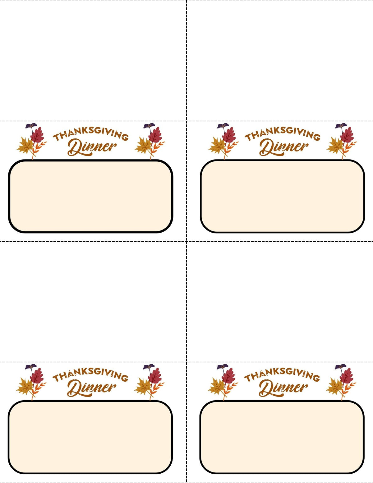 Thanksgiving Place Cards and Letter Stickers