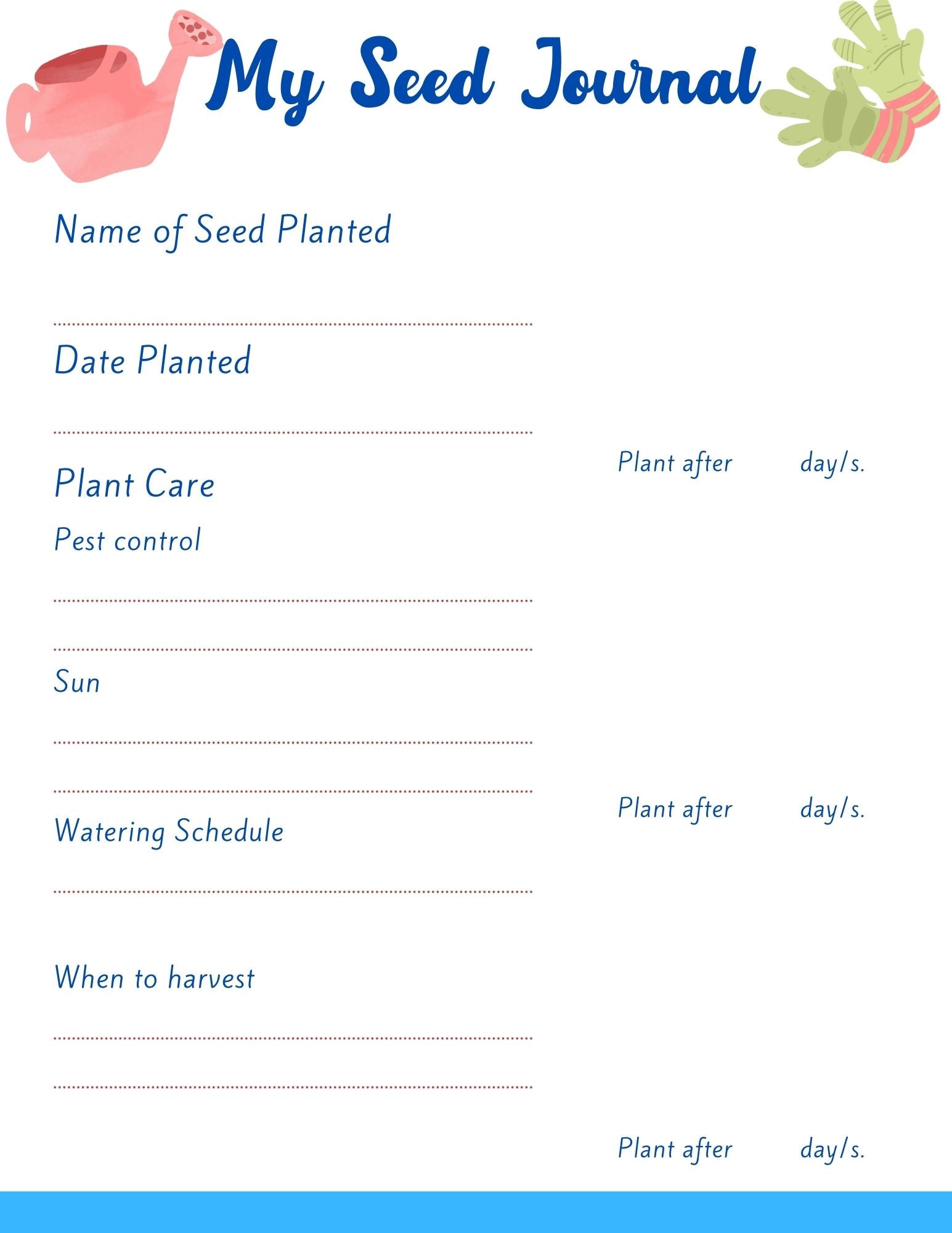 My Seed Journal Page