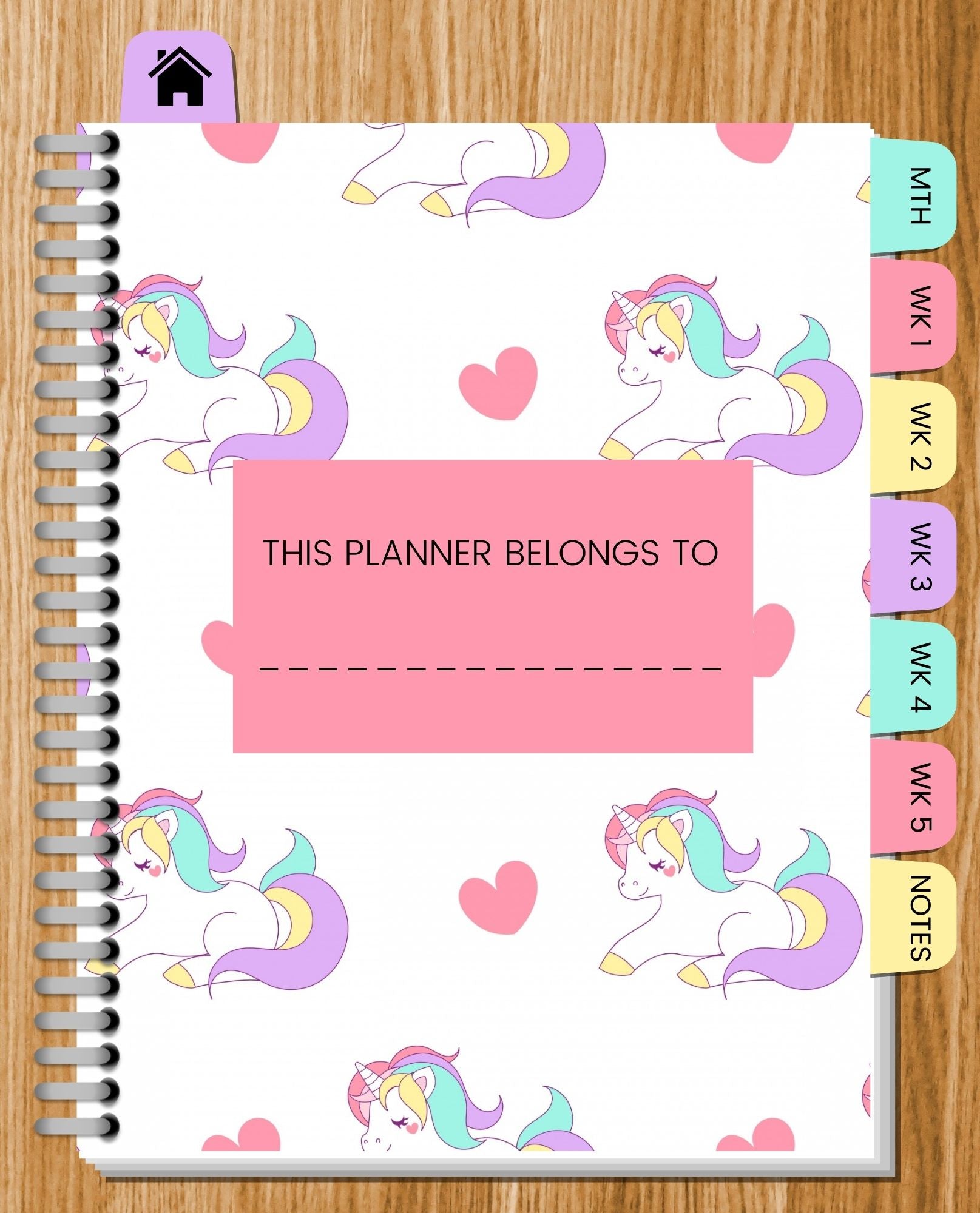 Undated Unicorn Monthly Digital Planner