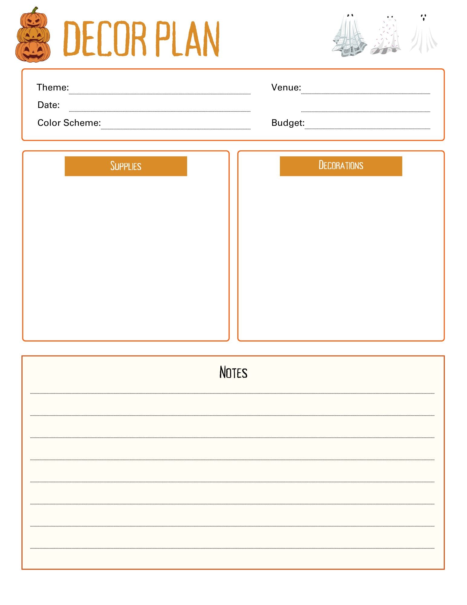 Halloween Party Planner - Printable