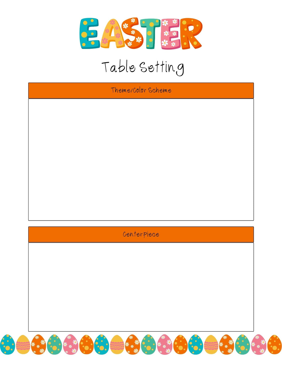 two boxes to write out ideas for an Easter table setting and centerpiece