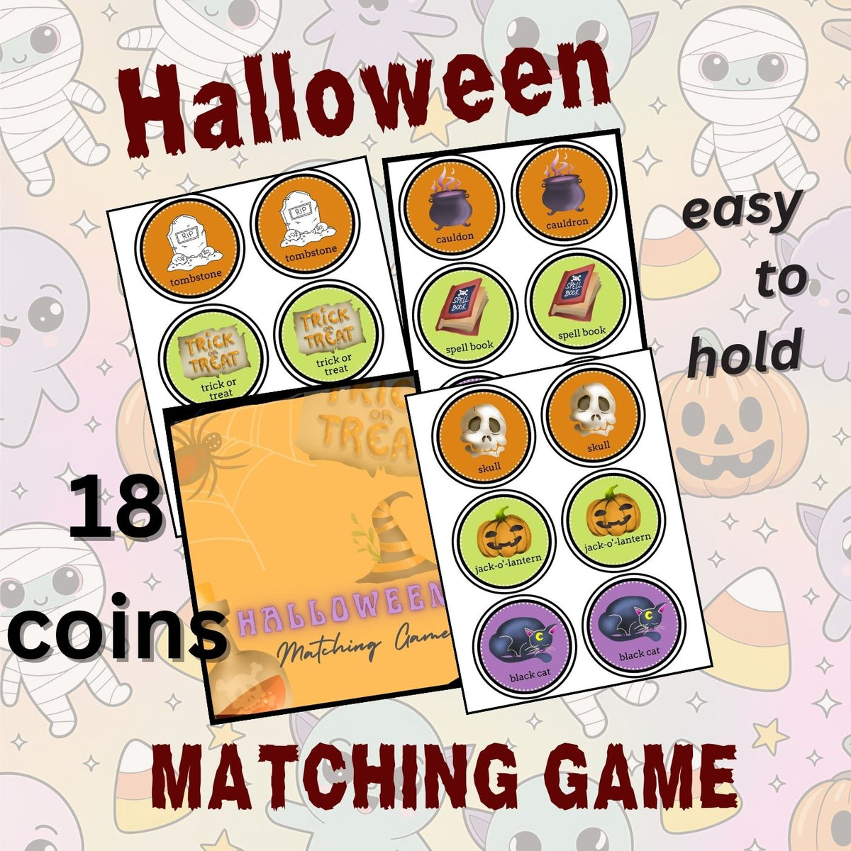 several pages of matching game pieces