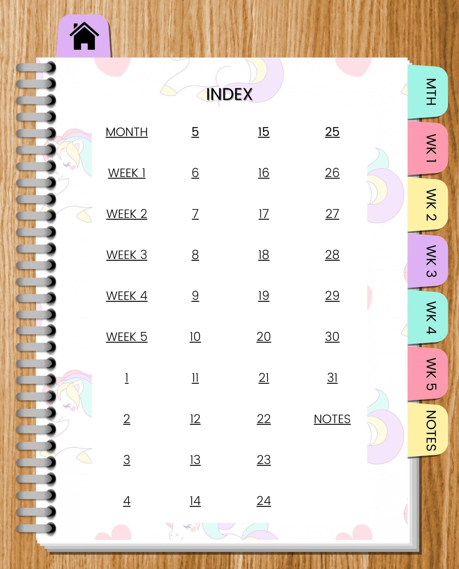 Undated Unicorn Monthly Digital Planner