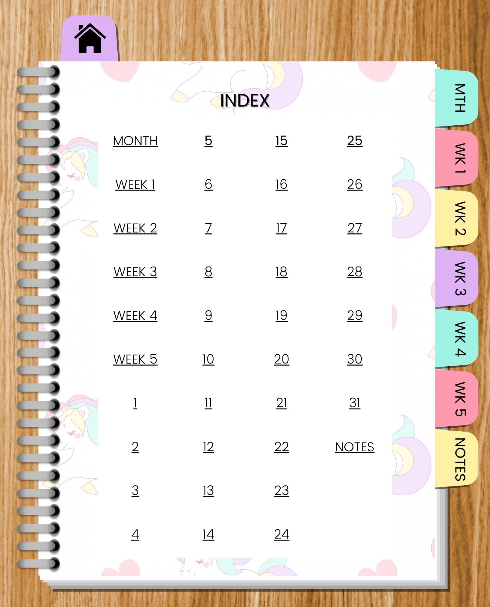 Undated Unicorn Monthly Digital Planner