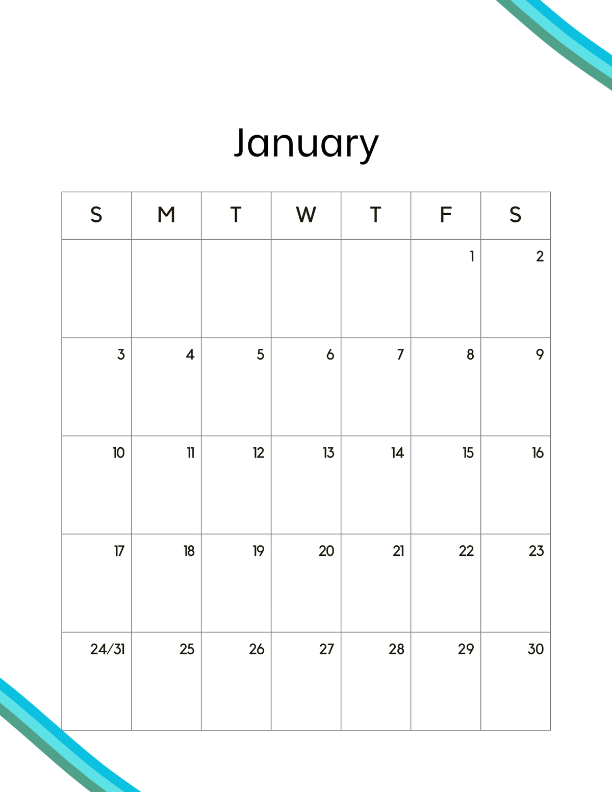 January 2027 monthly calendar page from the New Year Memory Planner