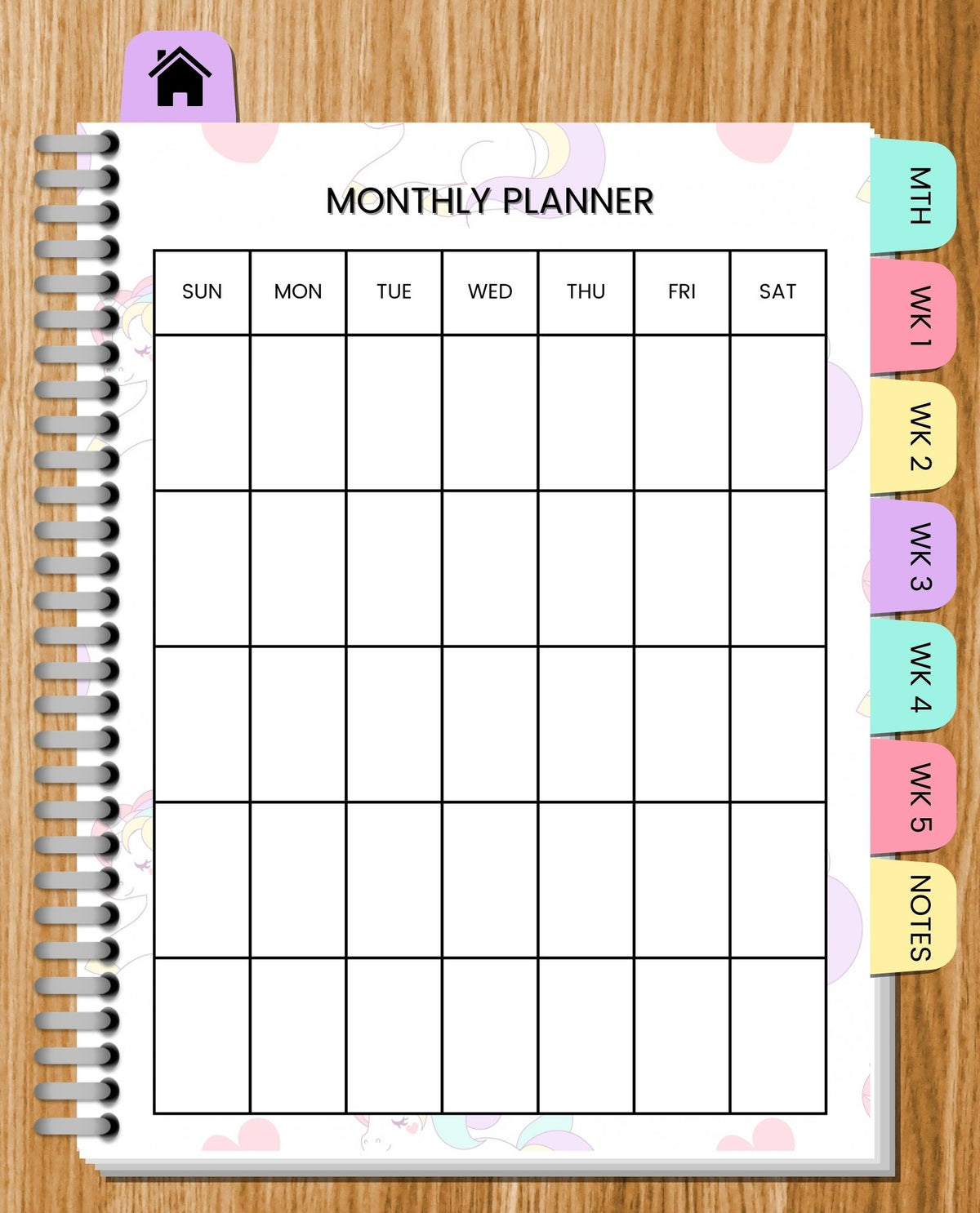 Undated Unicorn Monthly Digital Planner