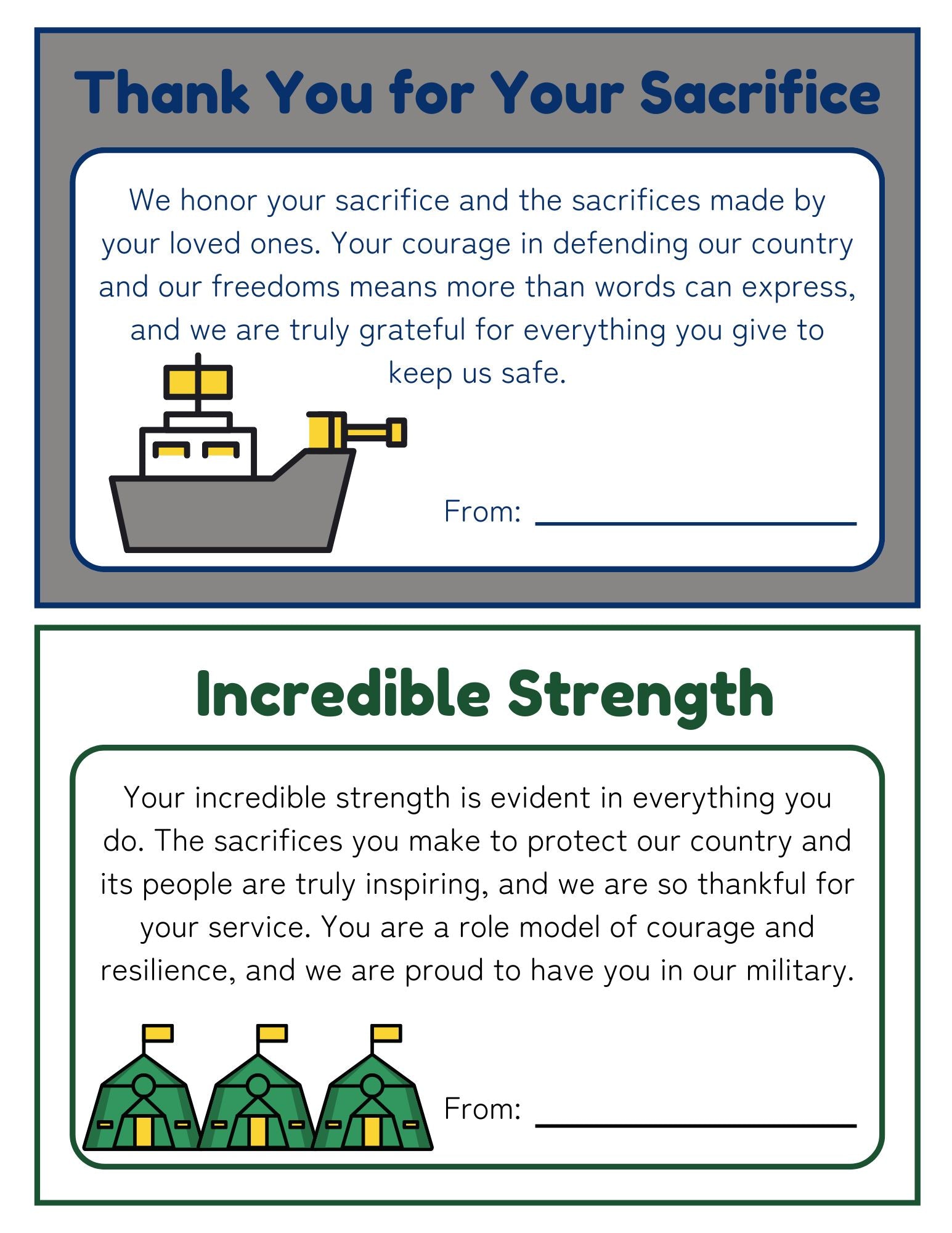 sample thank you card for veterans