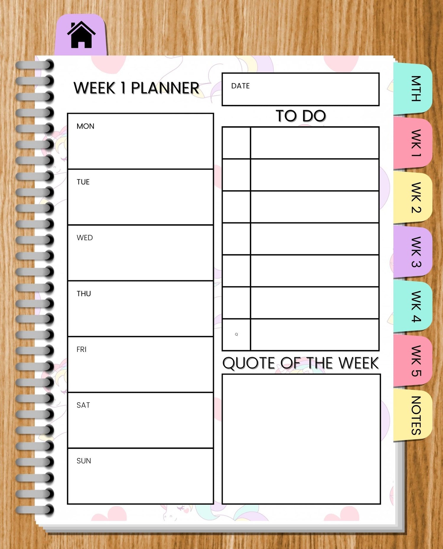 Undated Unicorn Monthly Digital Planner