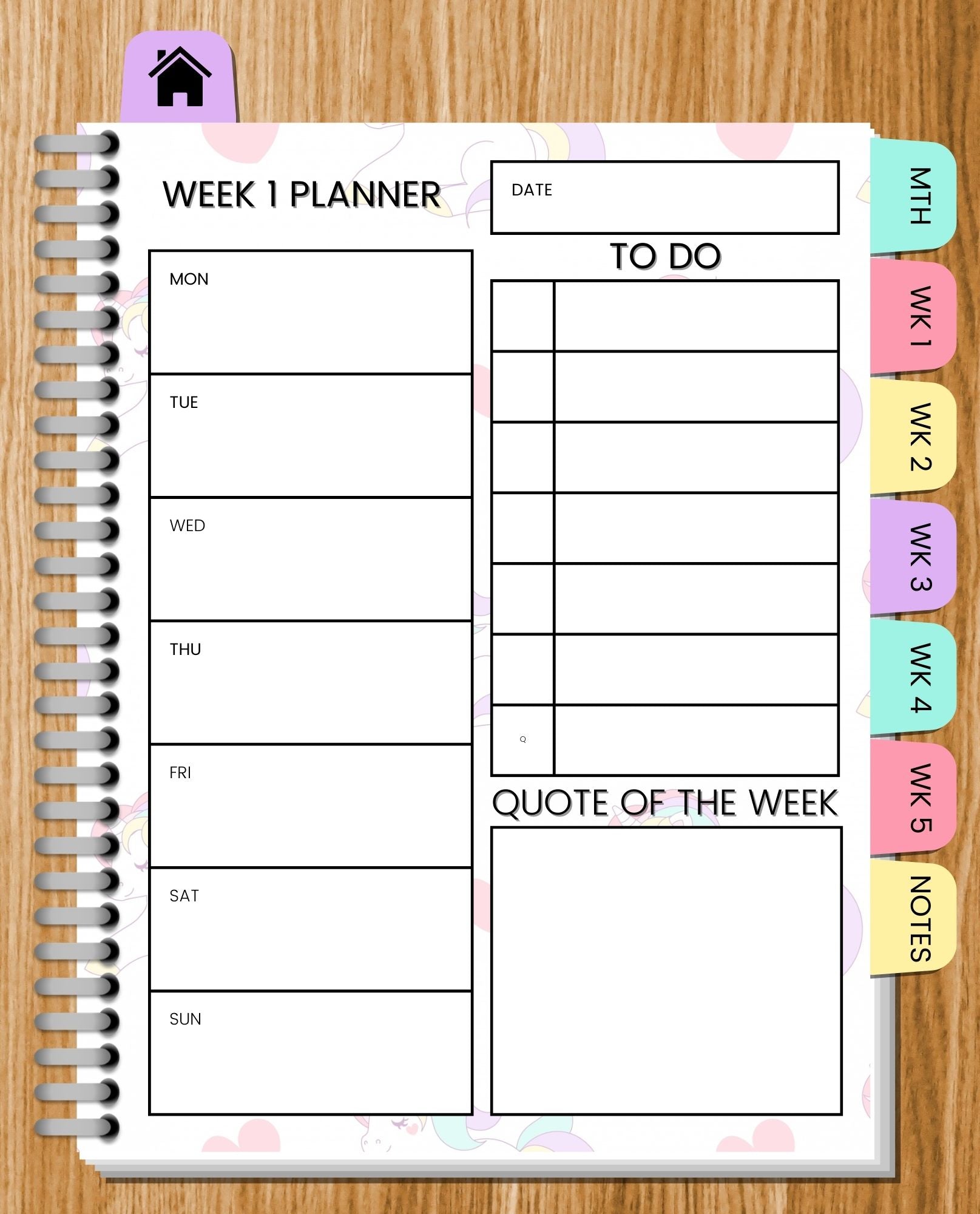 Undated Unicorn Monthly Digital Planner