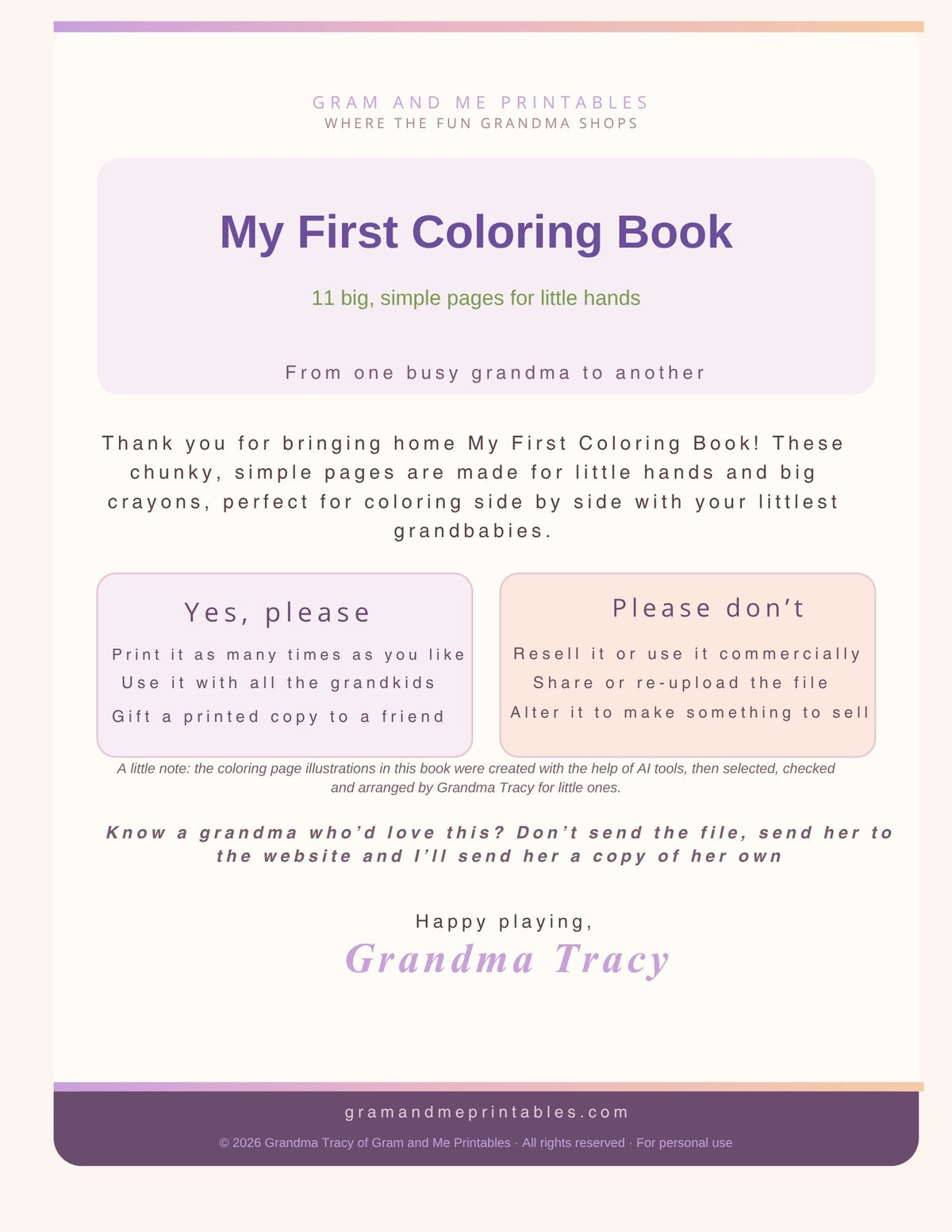 My First Coloring Book for Toddlers – 11 Simple Printable Coloring Pages