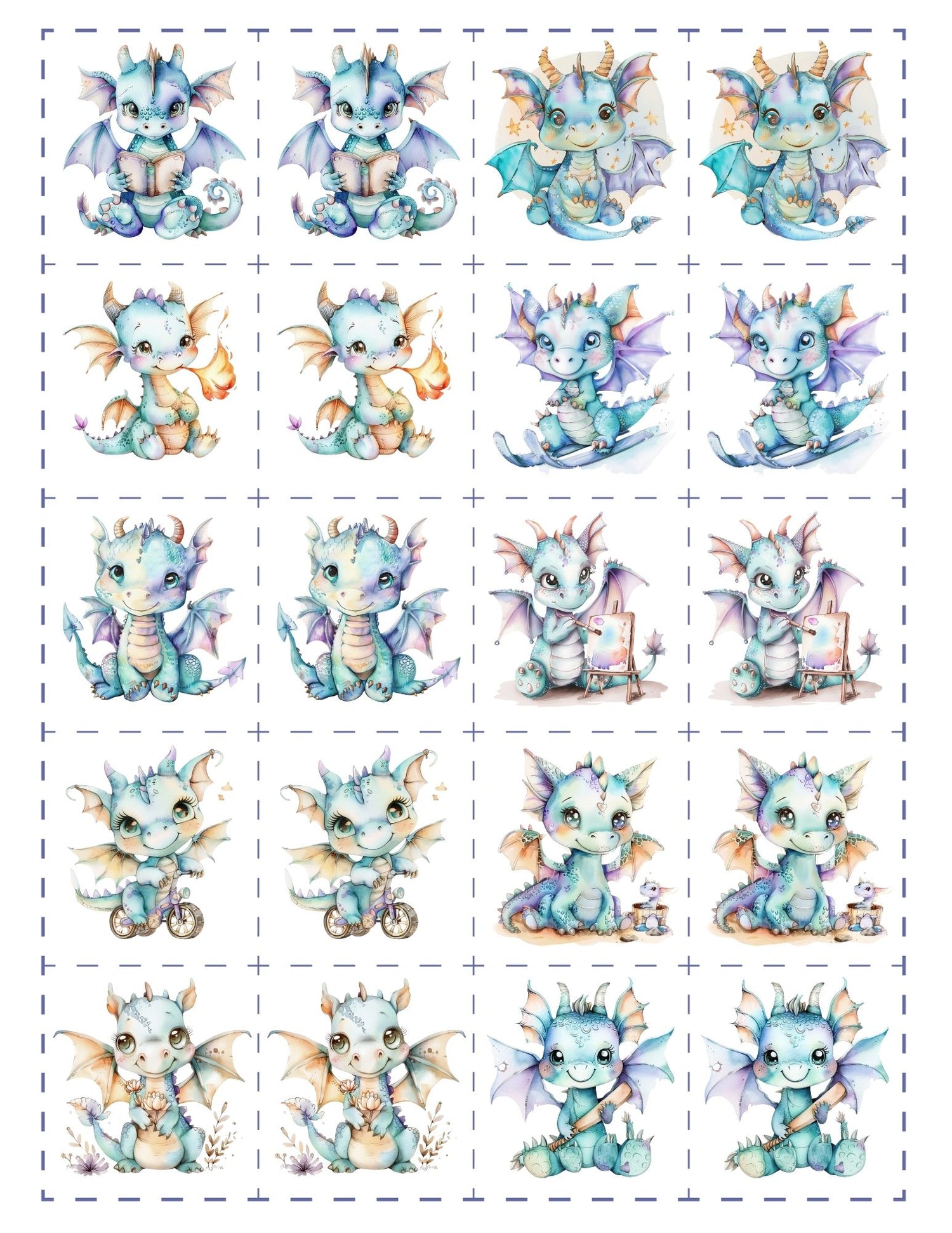 cute dinosaurs in blue for matching