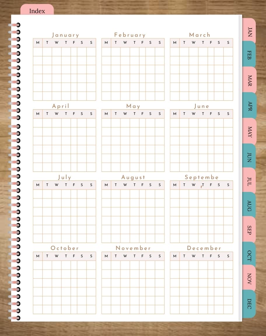 undated full year calendar