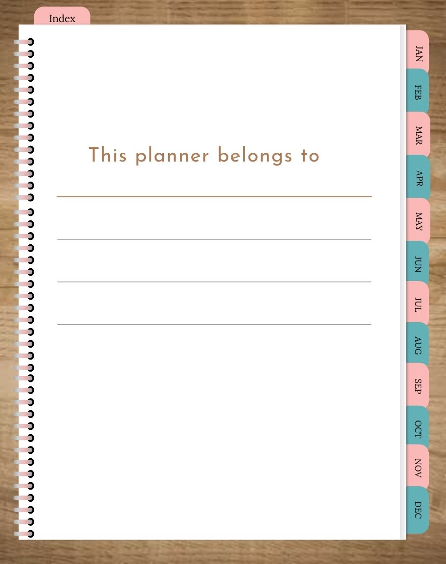 belong to page of planner