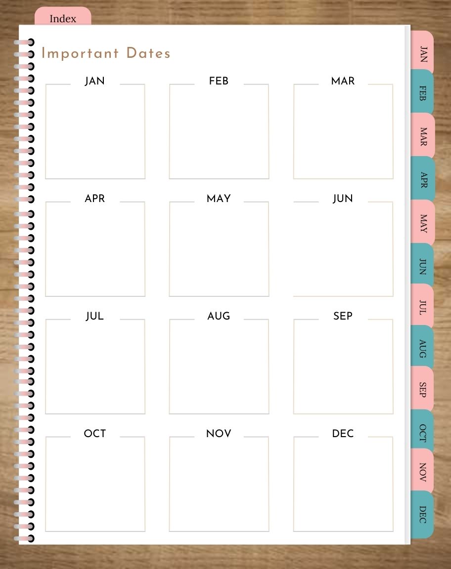 full year with box for notes