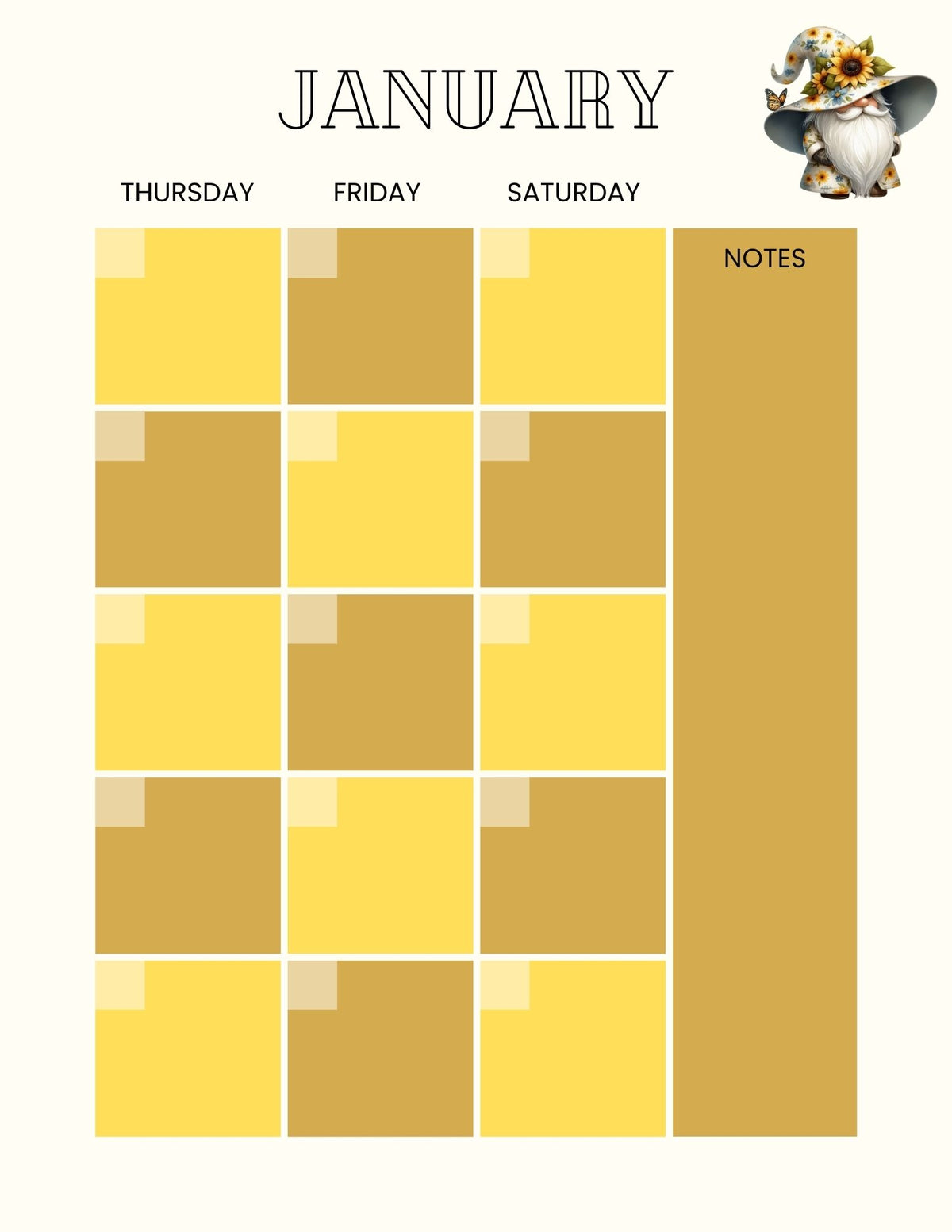 calendar page in checkerboard style