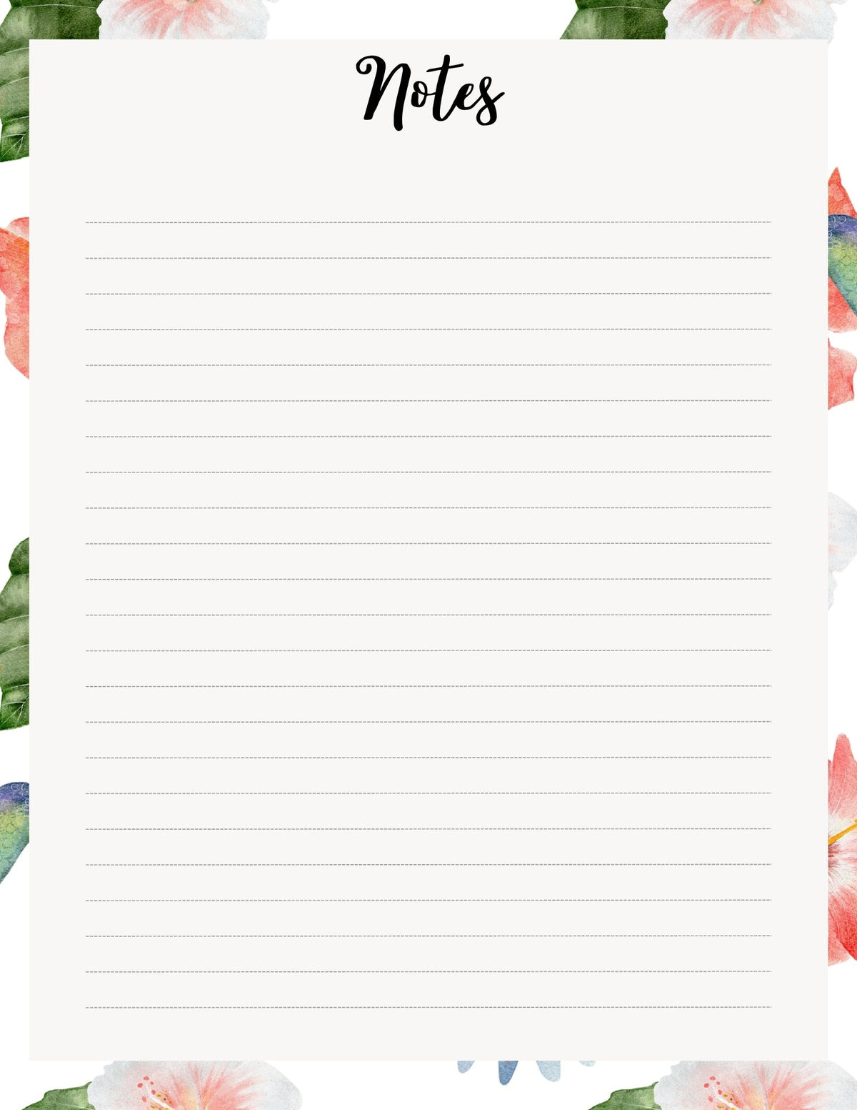 page for notes with lines