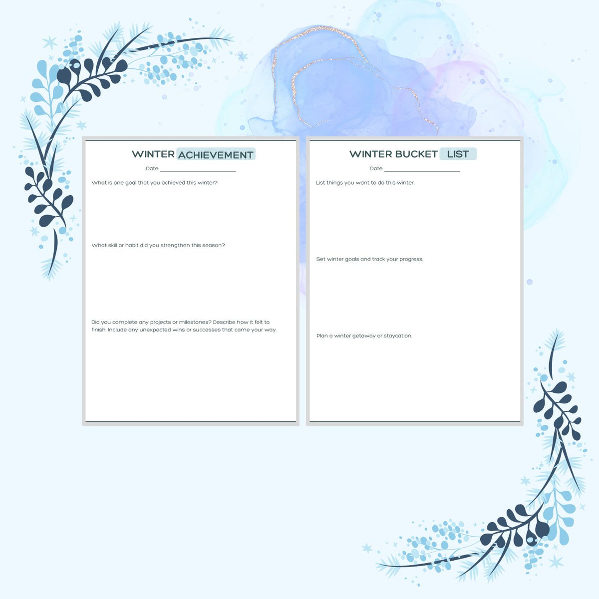 winter bucket list journal page