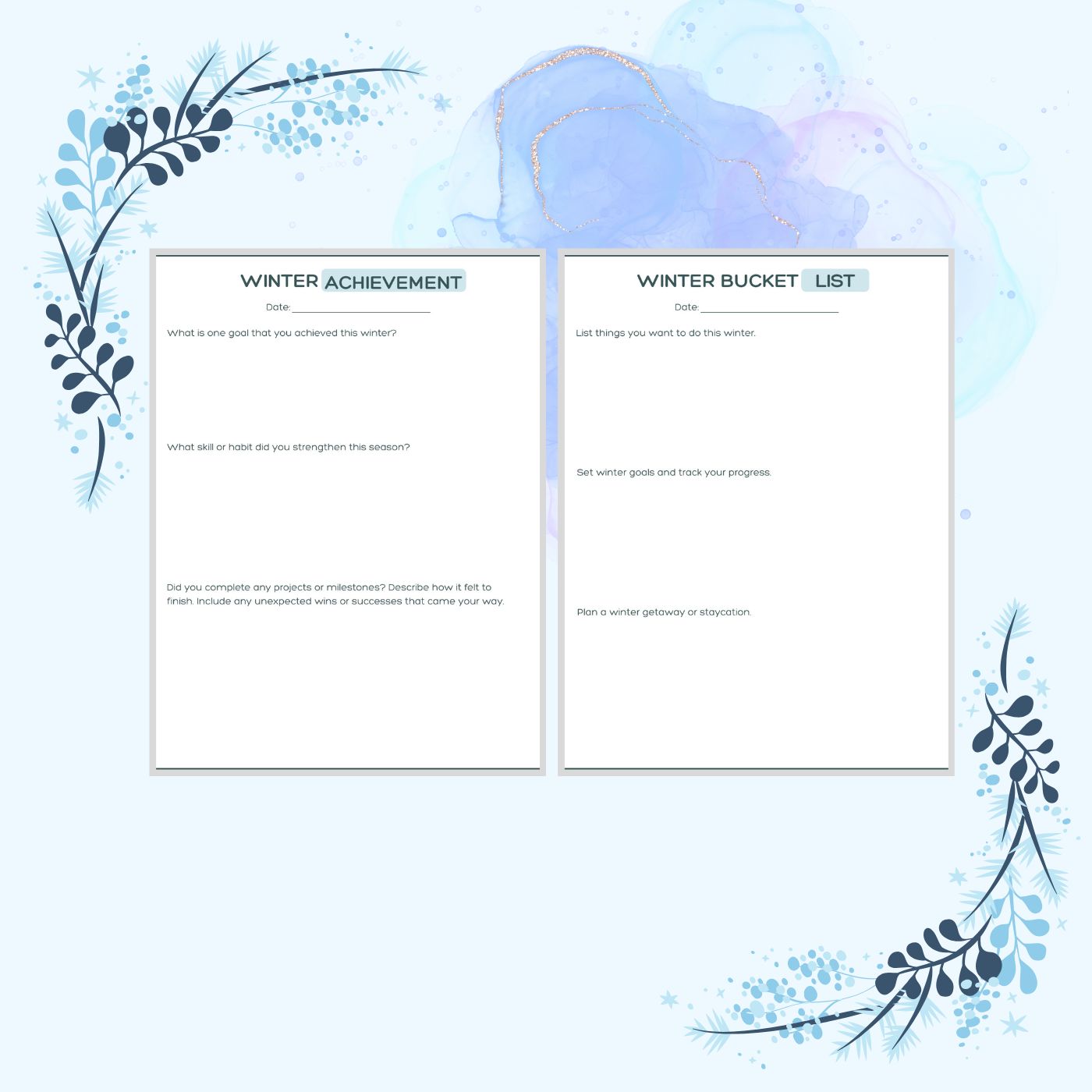 winter bucket list journal page