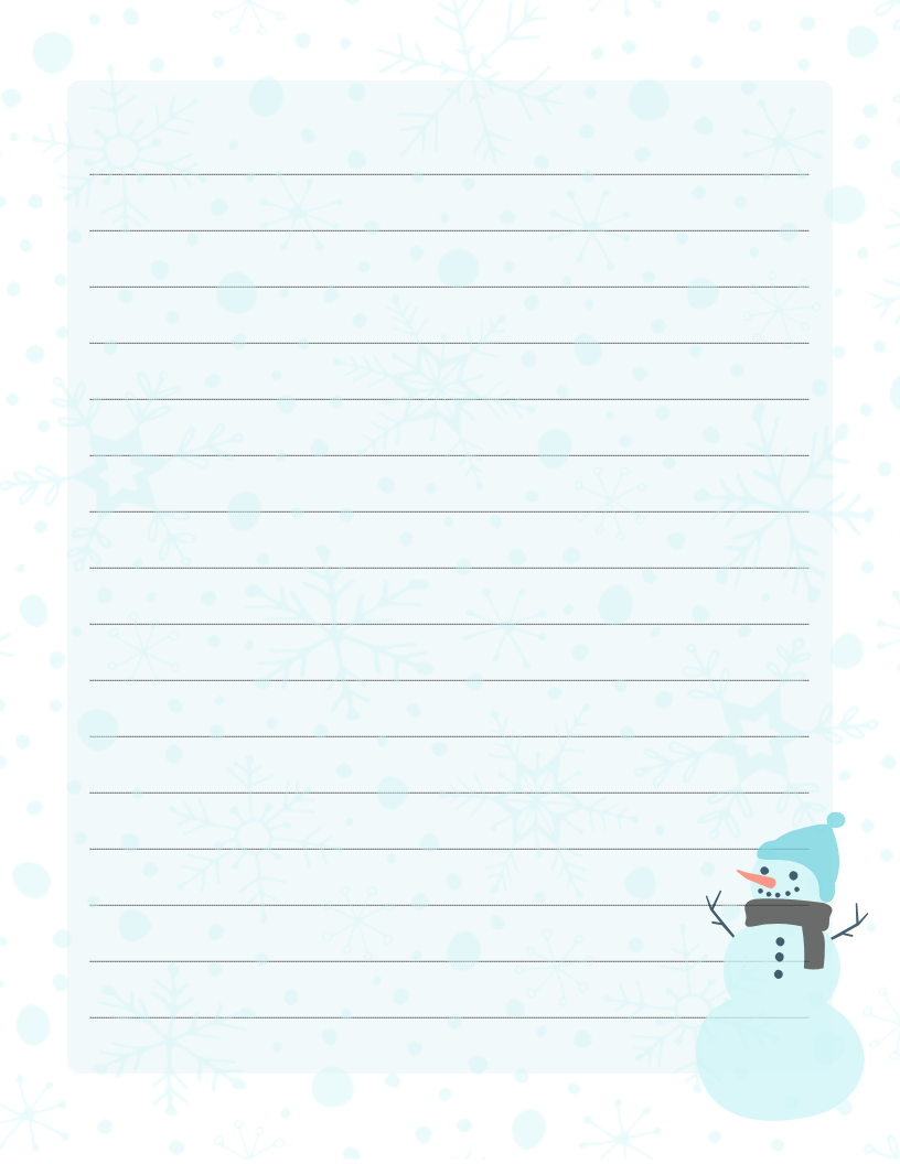 Snowman winter writing page