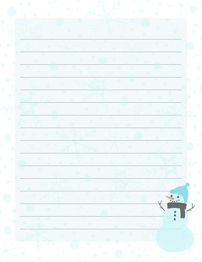 Snowman winter writing page