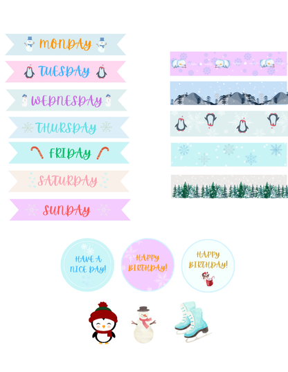 Days of the week banners and labels
