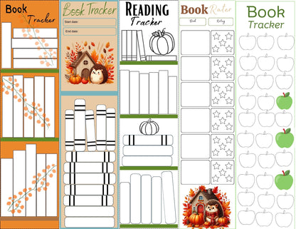 Hedgehog Fall Reading Tracker Bookmarks