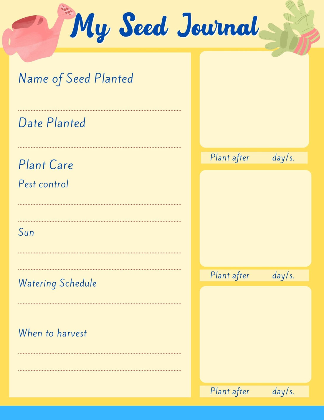 My Seed Journal Page