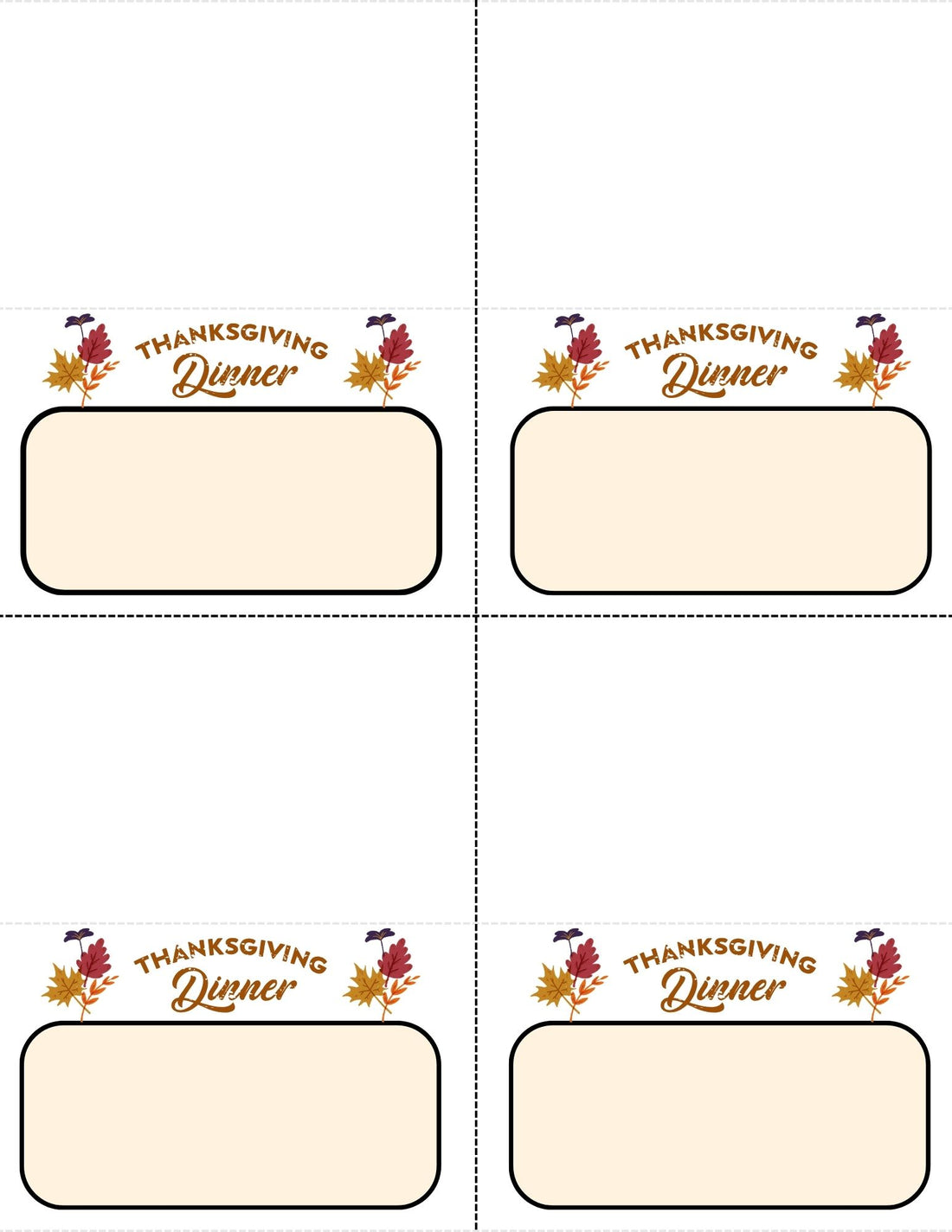 Thanksgiving Place Cards and Letter Stickers