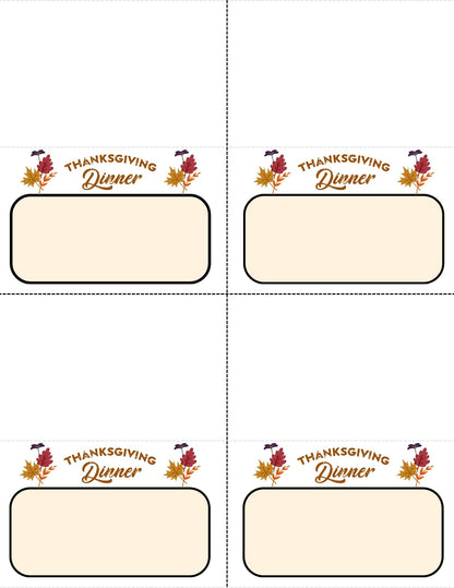 Thanksgiving Place Cards and Letter Stickers