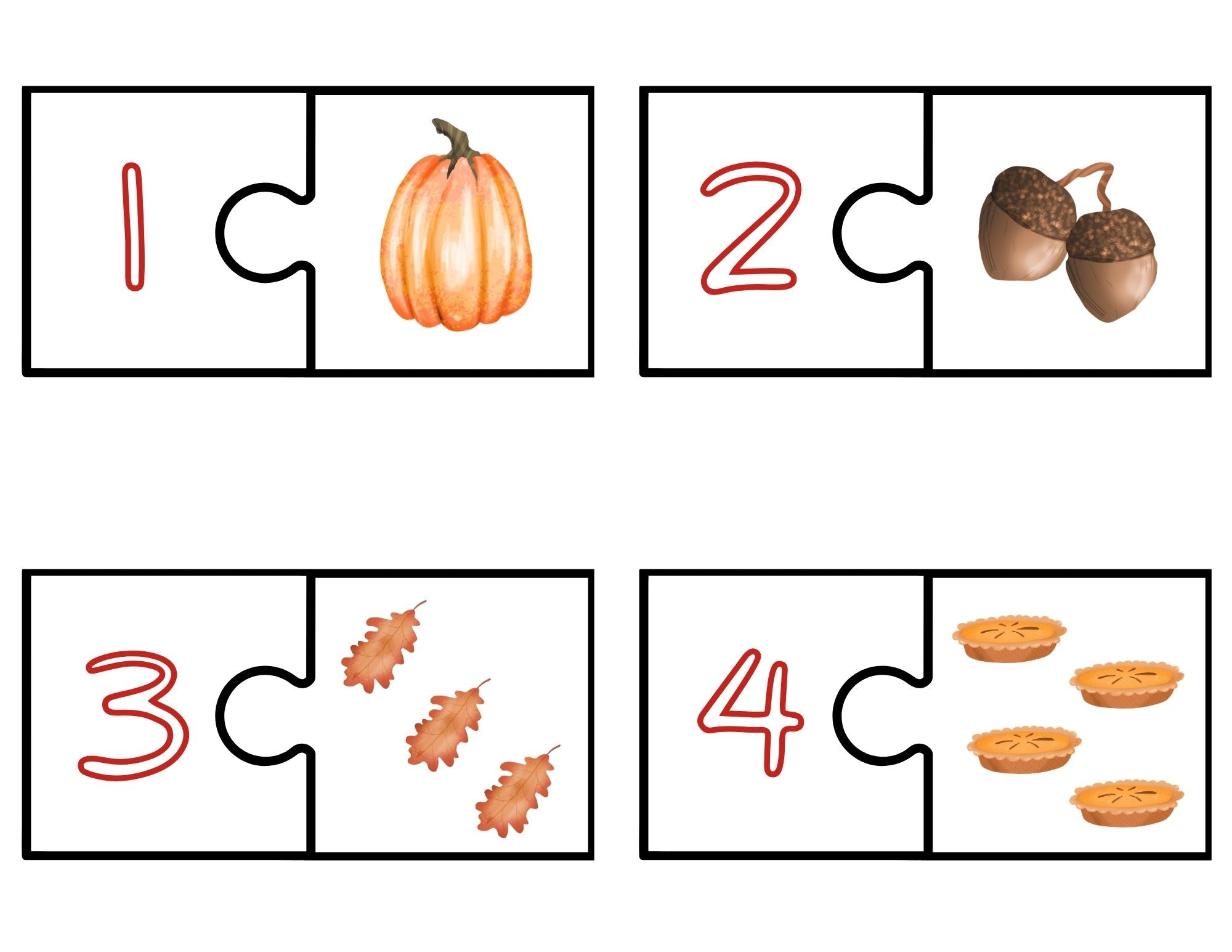 Thanksgiving Number Matching Game