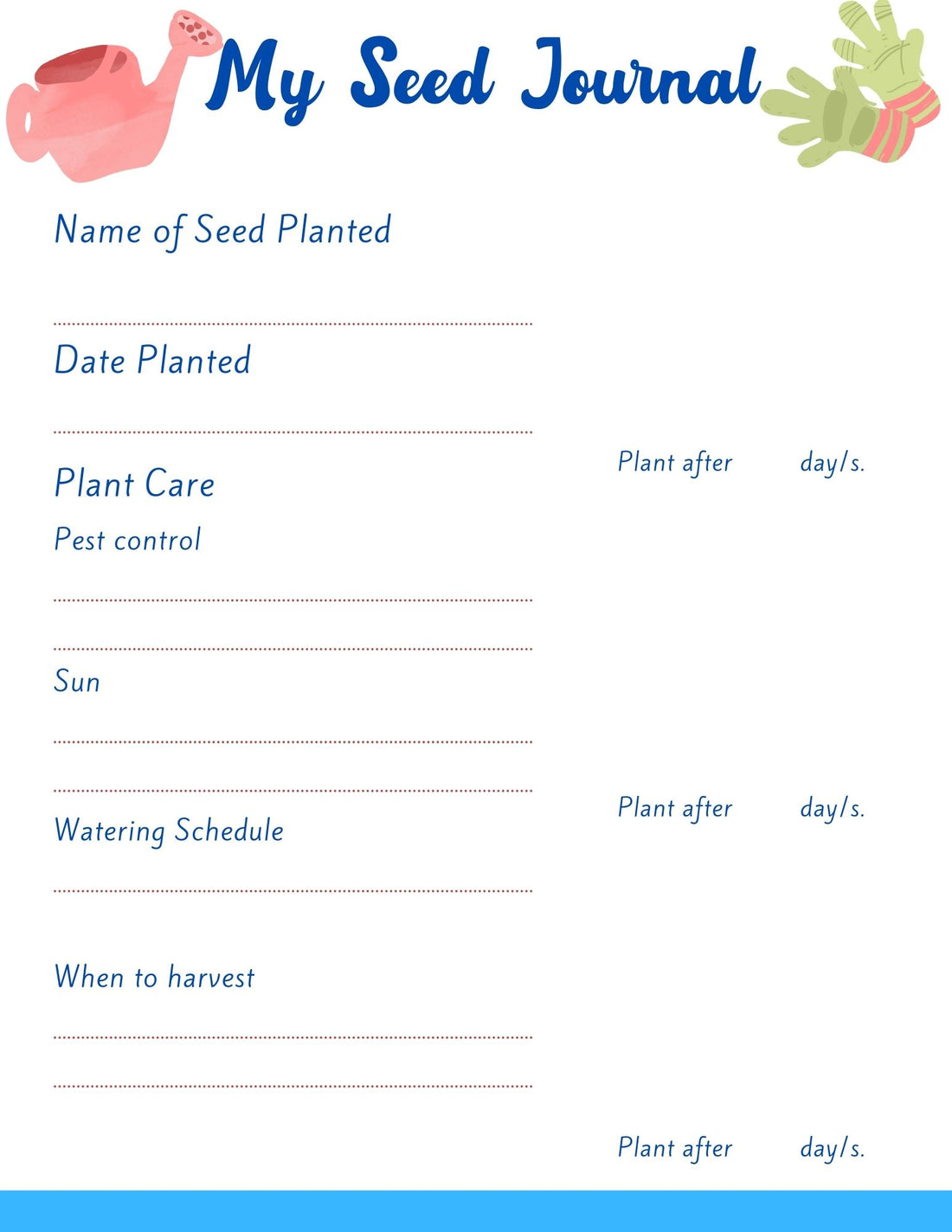 My Seed Journal Page