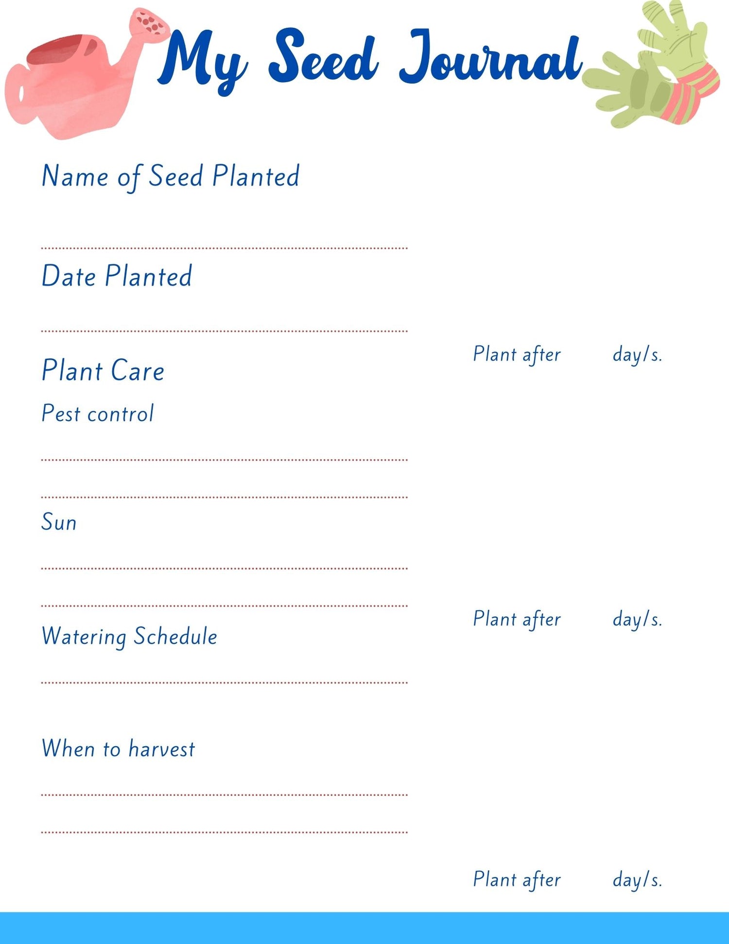 My Seed Journal Page