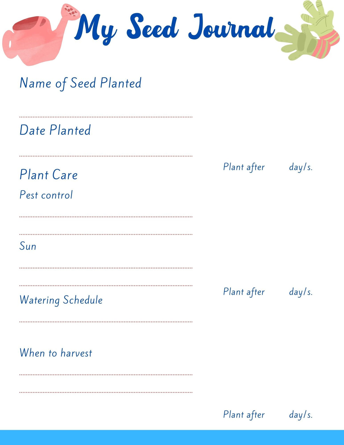 My Seed Journal Page