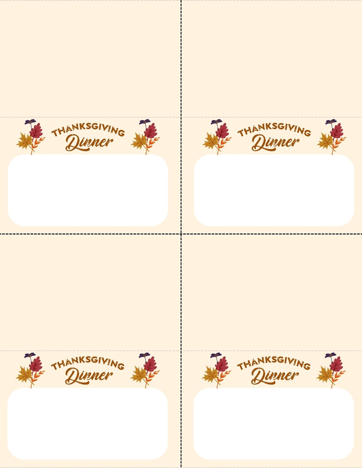 Thanksgiving Place Cards and Letter Stickers