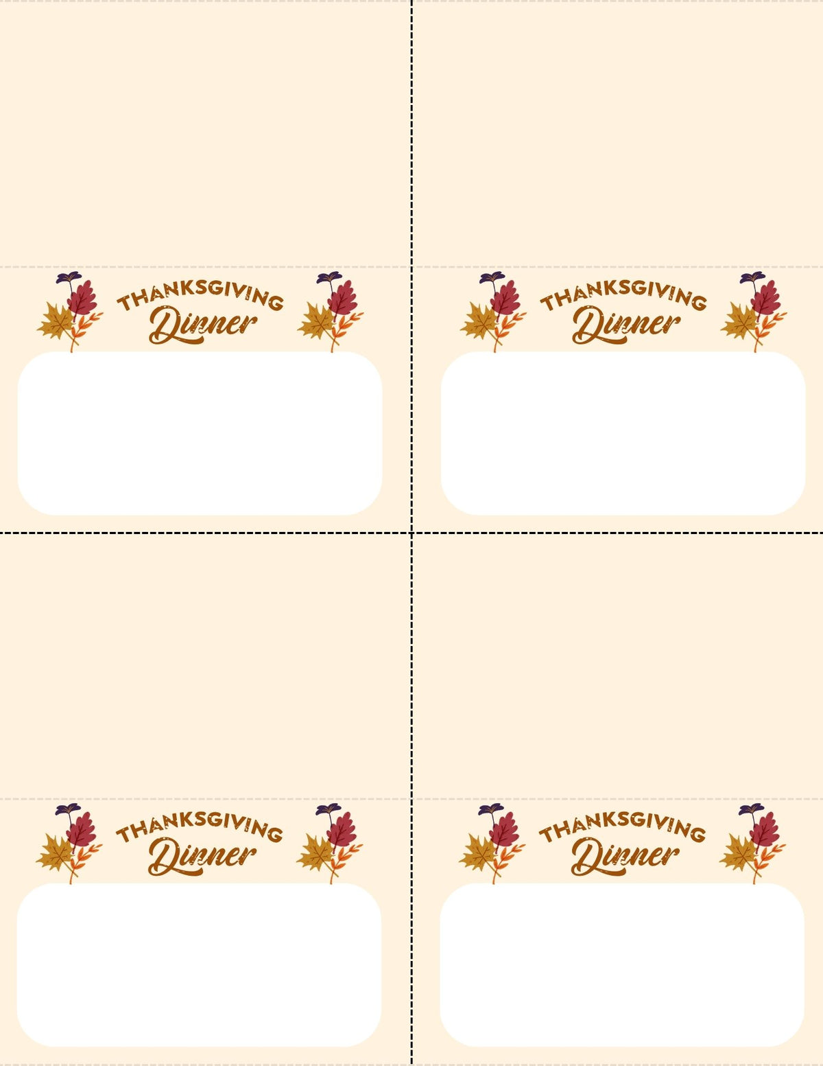 Thanksgiving Place Cards and Letter Stickers