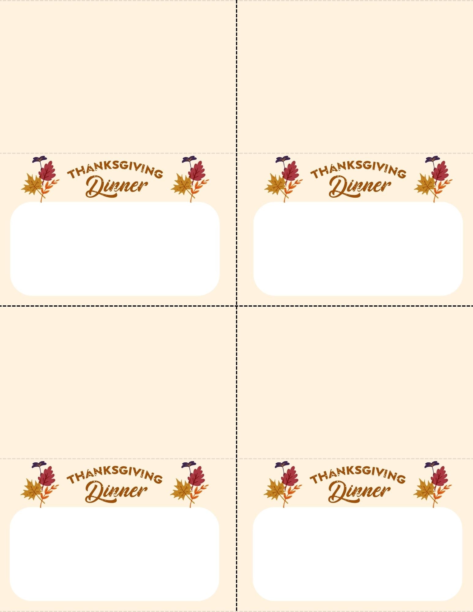 Thanksgiving Place Cards and Letter Stickers