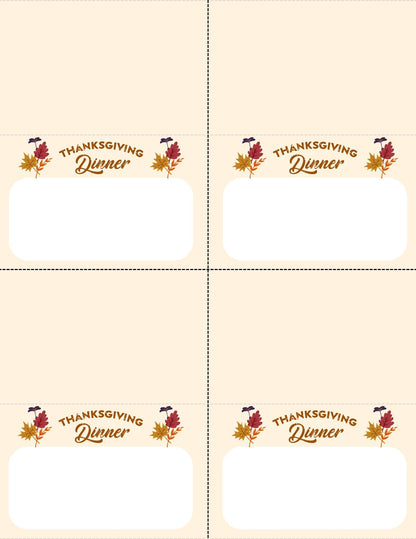 Thanksgiving Place Cards and Letter Stickers