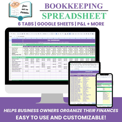Bookkeeping Spreadsheet System — Income, Expense &amp; Profit Tracker with Quarterly Tax Planner