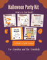 Halloween Party Kit printable bundle showing the party planner, invitations, bingo cards, You&