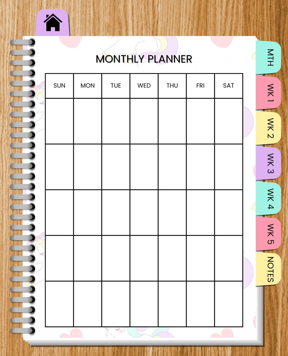 Undated Unicorn Monthly Digital Planner