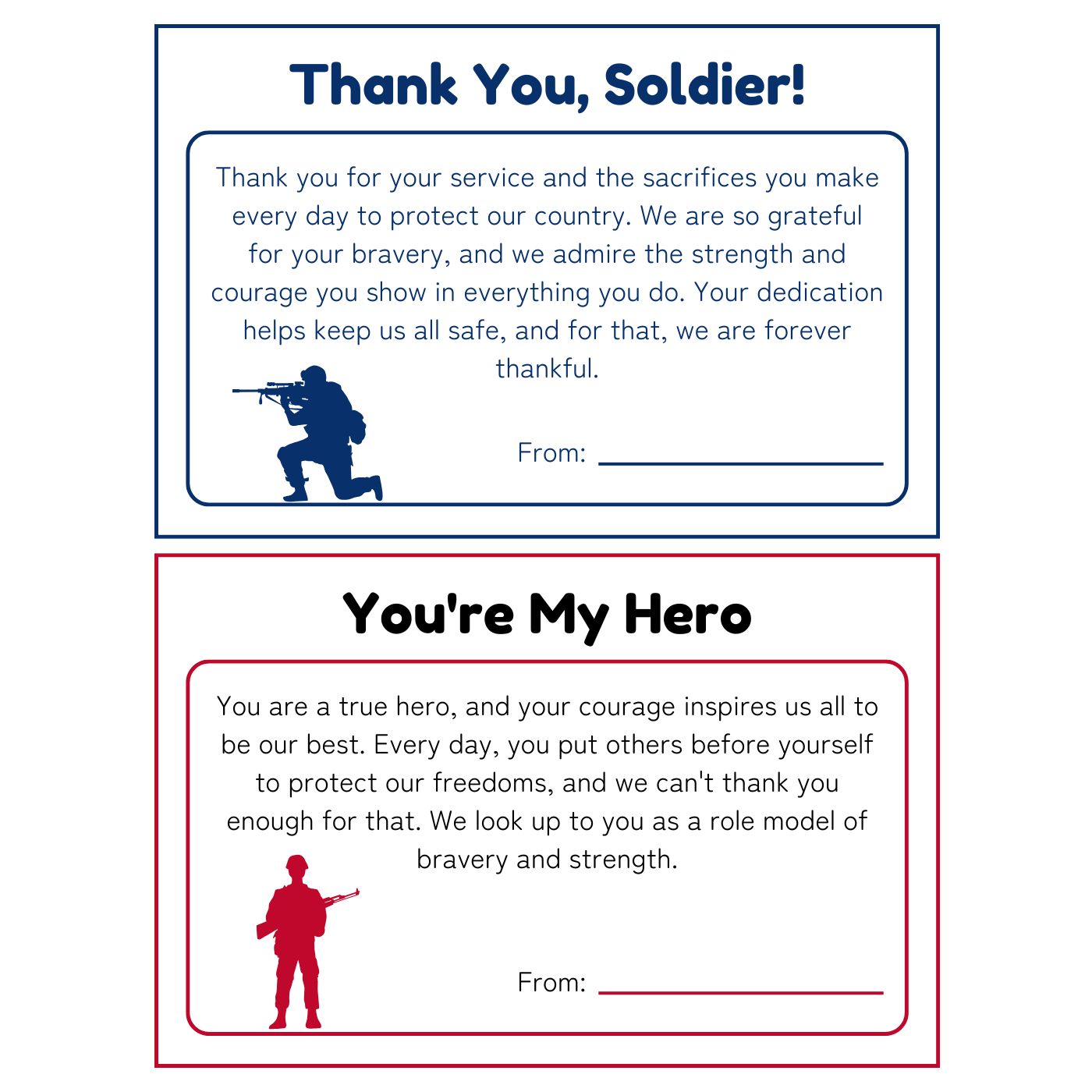 Military Appreciation Thank you Cards