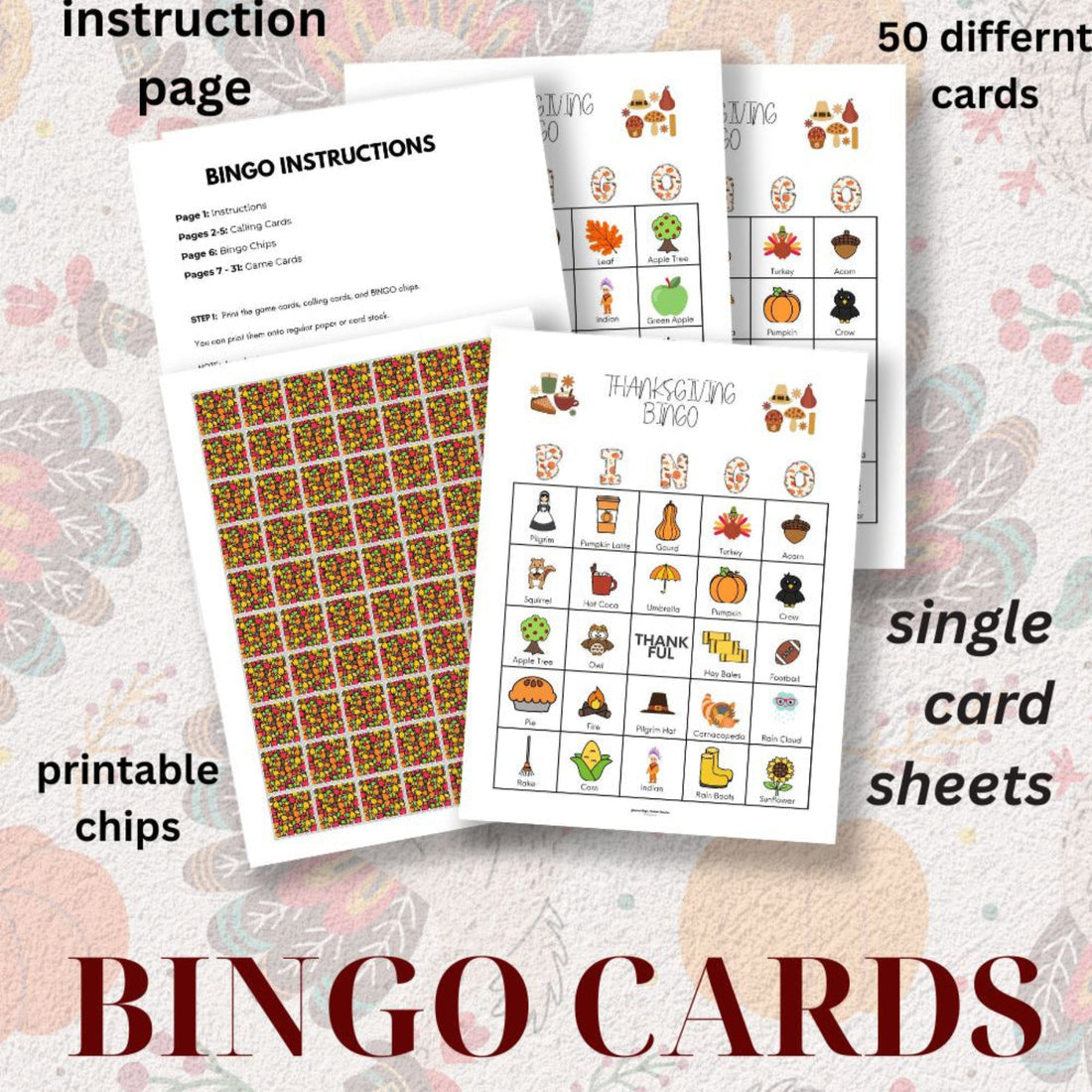 thanksgiving bingo cards with description