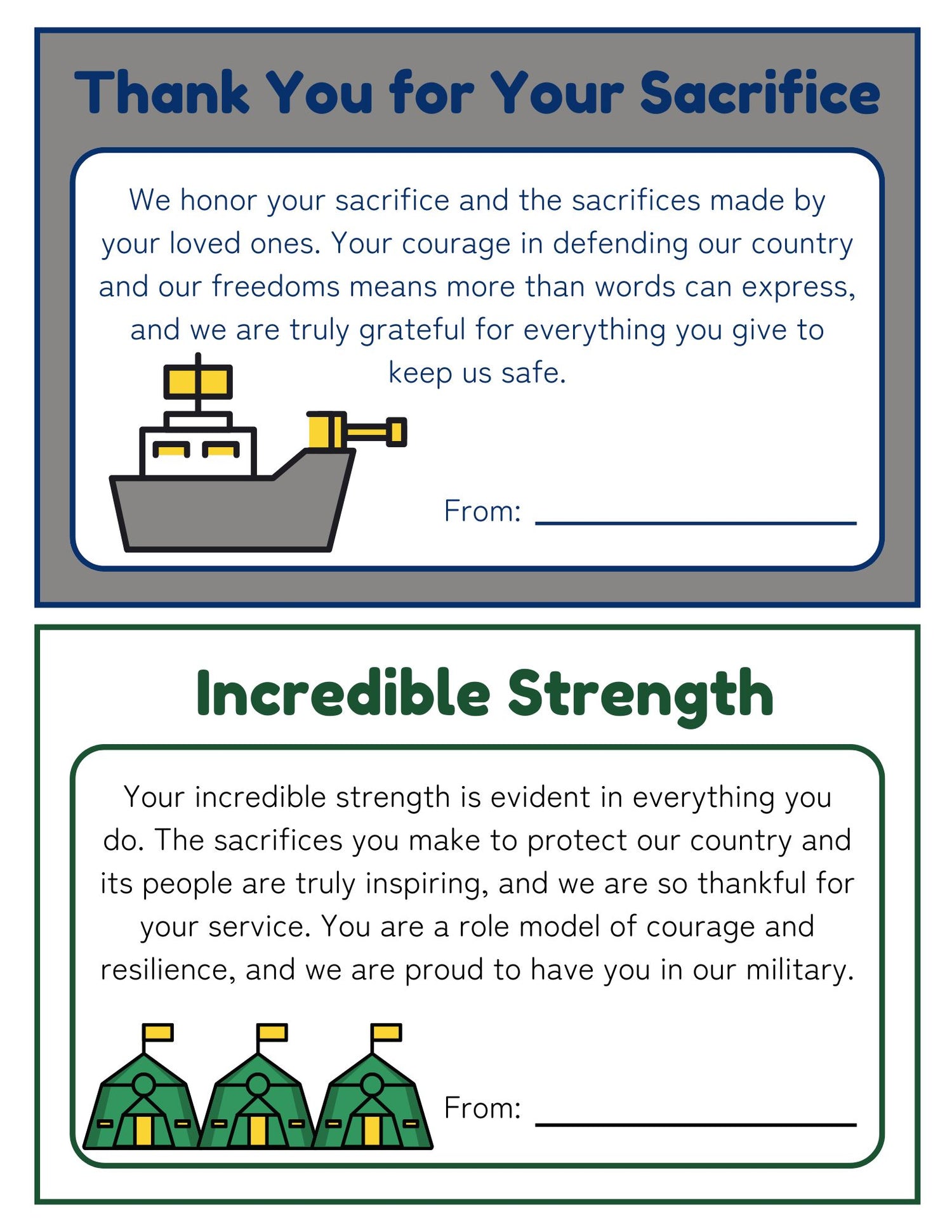 sample thank you card for veterans