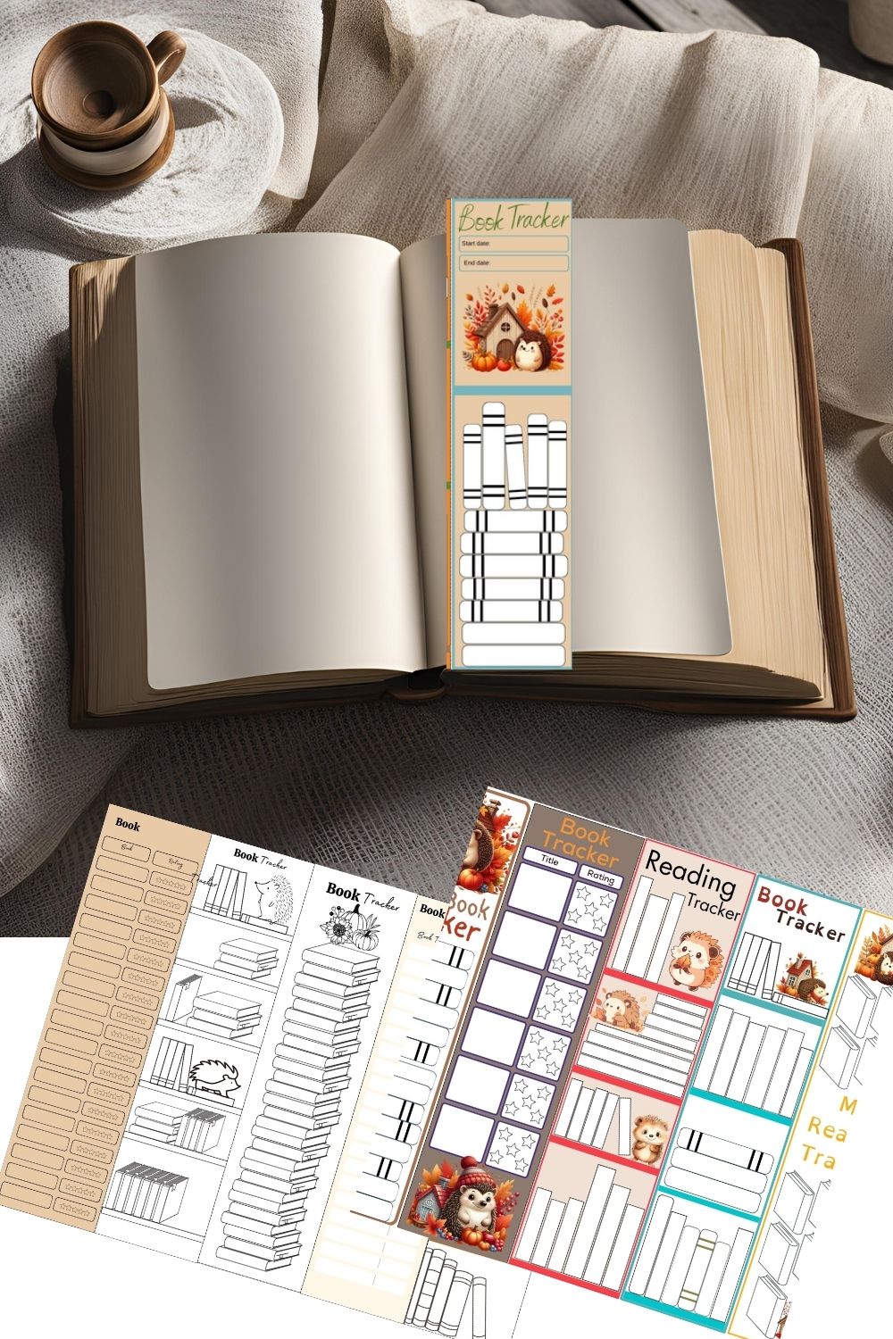 Hedgehog Fall Reading Tracker Bookmarks